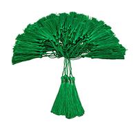VAPKER 100 Pieces Emerald Green Color Tassels 13cm/5-Inch Silky Handmade Soft Tassels Floss Bookmark Tassels with 2-Inch Cord Loop for Jewelry Making, DIY Projects, Bookmarks