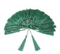 VAPKER 100 Pieces Green Silky Handmade Soft Tassels 13cm/5-Inch With 2-Inch Cord Loop for Jewelry Making, DIY Projects, Bookmarks