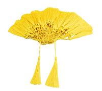 VAPKER 100 Pieces Light Yellow Color 13cm/5-Inch Silky Handmade Soft Tassels Floss Bookmark Tassels with 2-Inch Cord Loop for Jewelry Making, DIY Projects, Bookmarks
