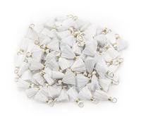 VAPKER 100Pcs 0.8Inch/2CM Mini Tassels White Tassel Tiny Handmade Craft Tassels with Gold Jump Ring for Earring Jewelry Necklace Making Accessories DIY