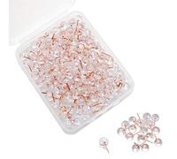 VAPKER 200PCS 0.37inch (9.5mm) Rose Gold Push Pins Map Thumb Tacks, Transparent Plastic Round Head Map Tacks for Pictures, Posters, Documents, Bulletin Boards, Fabric Marking, Wall Maps On Walls