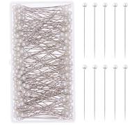 VAPKER 200Pcs Corsage Pins Pearl White Round Head Pins 65mm Wedding Flower Bouguet Pins Sewing Pin Straight Pins for DIY Crafts Jewelry Making Flower Decorations