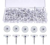 VAPKER 200Pcs Flat Thumb Tacks Clear Push Pins Transparent Pushpins Standard Clear Plastic Head and Steel Point for Cork Board, Maps, Wall Hanging Home Office School Decorative