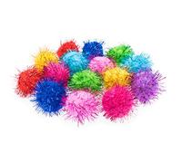 VAPKER 30 Piece 1.5" Assorted Color Sparkle Balls Cat's Favorite Toy Tinsel Pom Poms Glitter