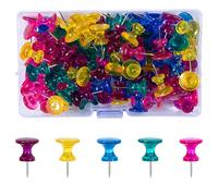 VAPKER Gaint Push Pins 100Pcs Large Multicolor Clear Push Pin Standard Thumb Tacks Plastic Head Pins with Steel Point Tacks Marking Pins for Bulletin Board Cork Board