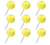 VAPKER Map Tacks 150Pcs Large Size Pins 0.37inch (9.5mm) Round Head Push Pins Steel Point with Transparent Yellow Plastic Round Head Map Thumb Tacks for Pictures, Posters, Documents
