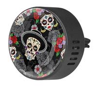 VAPOKF 2 PCS Vent Clips Car Air Freshener with Dia de Los Muertos Day of the Dead Sugar Skulls Prints, Aromatherapy Essential Oil Diffuser