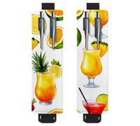 VAPOKF 2 Pieces Adjustable Elastic Band Pen Holder for Notebook, PU Leather Pencil Holder, Pen Sleeve Pouch for Hardcover Journals, Books, Planners, Binders, Tablets - Summer Tropical Fruit Juice