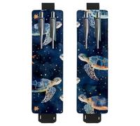 VAPOKF 2 Pieces Adjustable Elastic Band Pen Holder for Notebook, PU Leather Pencil Holder, Pen Sleeve Pouch for Hardcover Journals, Books, Planners, Binders, Tablets - Sea Turtles Starfishes