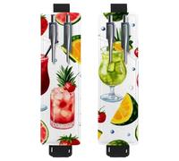 VAPOKF 2 Pieces Adjustable Elastic Band Pen Holder for Notebook, PU Leather Pencil Holder, Pen Sleeve Pouch for Hardcover Journals, Books, Planners, Binders, Tablets - Tropical Fruit Cocktail