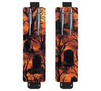 VAPOKF 2 Pieces Adjustable Elastic Band Pen Holder for Notebook, PU Leather Pencil Holder, Pen Sleeve Pouch for Hardcover Journals, Books, Planners, Binders, Tablets - Dead Tree Graves Full Moon