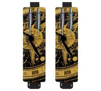 VAPOKF 2 Pieces Adjustable Elastic Band Pen Holder for Notebook, PU Leather Pencil Holder, Pen Sleeve Pouch for Hardcover Journals, Books, Planners, Binders, Tablets - Bill Cipher Wheel Zodiac