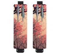 VAPOKF 2 Pieces Adjustable Elastic Band Pen Holder for Notebook, PU Leather Pencil Holder, Pen Sleeve Pouch for Hardcover Journals, Books, Planners, Binders, Tablets - Pink Cherry Blossoms