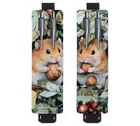 VAPOKF 2 Pieces Adjustable Elastic Band Pen Holder for Notebook, PU Leather Pencil Holder, Pen Sleeve Pouch for Hardcover Journals, Books, Planners, Binders, Tablets - Hamsters on Leave Jungle