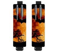 VAPOKF 2 Pieces Adjustable Elastic Band Pen Holder for Notebook, PU Leather Pencil Holder, Pen Sleeve Pouch for Hardcover Journals, Books, Planners, Binders, Tablets - Bat Dead Tree Full Moon
