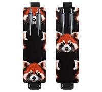 VAPOKF 2 Pieces Adjustable Elastic Band Pen Holder for Notebook, PU Leather Pencil Holder, Pen Sleeve Pouch for Hardcover Journals, Books, Planners, Binders, Tablets - Cute Little Red Panda