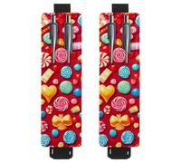 VAPOKF 2 Pieces Adjustable Elastic Band Pen Holder for Notebook, PU Leather Pencil Holder, Pen Sleeve Pouch for Hardcover Journals, Books, Planners, Binders, Tablets - Red Candy