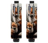 VAPOKF 2 Pieces Adjustable Elastic Band Pen Holder for Notebook, PU Leather Pencil Holder, Pen Sleeve Pouch for Hardcover Journals, Books, Planners, Binders, Tablets - Little Fox Cub and Mother