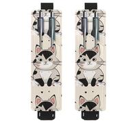VAPOKF 2 Pieces Adjustable Elastic Band Pen Holder for Notebook, PU Leather Pencil Holder, Pen Sleeve Pouch for Hardcover Journals, Books, Planners, Binders, Tablets - Cartoon Calico Cat