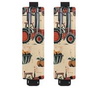 VAPOKF 2 Pieces Adjustable Elastic Band Pen Holder for Notebook, PU Leather Pencil Holder, Pen Sleeve Pouch for Hardcover Journals, Books, Planners, Binders, Tablets - Farm Crops Red Tractors