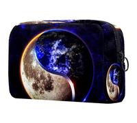 VAPOKF 3D Tai Chi Moon Earth Cosmetic Bag for Women, Travel Toiletries Bags Large Makeup Handy Pouch Organizer Bag with Zipper