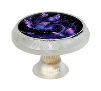 VAPOKF 4 PCS Cosmic Butterflies Cabinet Knobs with 2 Sizes Screws, 35mm Transparent Round Drawer Handles Cupboards Door Knobs for Kitchen and Dresser Drawers, Office, Bathroom Cabinet