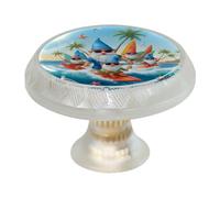 VAPOKF 4 Pcs Cute Surfing Gnomes Cupboard Knobs and Handles - 35mm Round Transparent Pull Handle for Wardrobe Furniture Hardware - Two Sizes of Screws Included