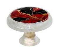 VAPOKF 4 Pcs Red Black Marble Texture Cupboard Knobs and Handles - 35mm Round Transparent Pull Handle for Wardrobe Furniture Hardware - Two Sizes of Screws Included