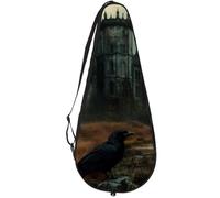 VAPOKF Abandoned Castle Black Crow Racket Bag for Tennis, Tennis Bat Cover Racket Case Paddle Bag, Holds up to 2 Racquets