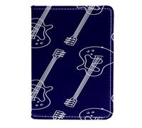 VAPOKF Acoustic Guitar Instrument on Blue Passport Holder Travel Wallet Leather Card Case Cover, 11.5x16.5cm