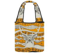 VAPOKF African Deer in Ethnic Tribal Pattern Canvas Tote Bags, Women's Shoulder Handbags, Large Reusable Carry Bag Shoulder Bag for School Work Office Travel Shopping Casual