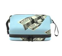 VAPOKF Aircraft Dollars Money Pattern Cosmetic Bag for Women and Girls, Travel Toiletry Bag Makeup Handy Pouch Organizer Bag with Brush Compartment