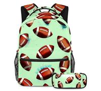 VAPOKF American Football Pattern School Bag Set for Teen Girls Boys Kids, Student Bookbag Backpack Rucksack with Pencil Case for Primary Secondary Junior High School