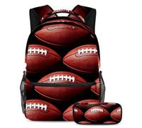 VAPOKF American Football School Bag Set for Teen Girls Boys Kids, Student Bookbag Backpack Rucksack with Pencil Case for Primary Secondary Junior High School
