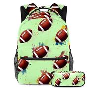 VAPOKF American Footballs Colorful Splash School Bag Set for Teen Girls Boys Kids, Student Bookbag Backpack Rucksack with Pencil Case for Primary Secondary Junior High School