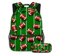 VAPOKF American Footballs on Line Field School Bag Set for Teen Girls Boys Kids, Student Bookbag Backpack Rucksack with Pencil Case for Primary Secondary Junior High School