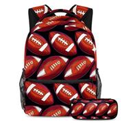 VAPOKF American Footballs Pattern School Bag Set for Teen Girls Boys Kids, Student Bookbag Backpack Rucksack with Pencil Case for Primary Secondary Junior High School
