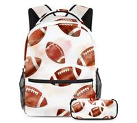 VAPOKF American Footballs Pattern School Bag Set for Teen Girls Boys Kids, Student Bookbag Backpack Rucksack with Pencil Case for Primary Secondary Junior High School