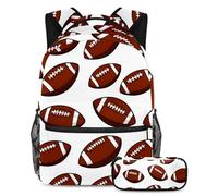 VAPOKF American Footballs Pattern School Bag Set for Teen Girls Boys Kids, Student Bookbag Backpack Rucksack with Pencil Case for Primary Secondary Junior High School