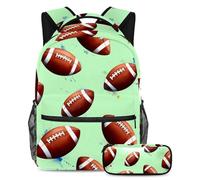 VAPOKF American Footballs School Bag Set for Teen Girls Boys Kids, Student Bookbag Backpack Rucksack with Pencil Case for Primary Secondary Junior High School