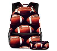 VAPOKF American Footballs School Bag Set for Teen Girls Boys Kids, Student Bookbag Backpack Rucksack with Pencil Case for Primary Secondary Junior High School