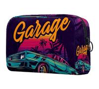 VAPOKF American Muscle Car in Retro Neon Style Painting Cosmetic Bag for Women, Travel Toiletries Bags Large Makeup Handy Pouch Organizer Bag with Zipper