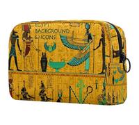 VAPOKF Ancient Egyptian Deities Cosmetic Bag for Women, Travel Toiletries Bags Large Makeup Handy Pouch Organizer Bag with Zipper