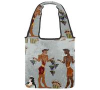 VAPOKF Ancient Greece Culture Frescos Canvas Tote Bags, Women's Shoulder Handbags, Large Reusable Carry Bag Shoulder Bag for School Work Office Travel Shopping Casual