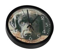 VAPOKF Animal Black Cute Labrador Dog Muzzle Stare Non-Ticking Wall Clocks, Battery Operated Silent Wall Clock for Bedroom Living Kitchen Office Home Art Decor