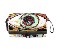 VAPOKF Art Abstract Composition of Human Eye Cosmetic Bag for Women and Girls, Travel Toiletry Bag Makeup Handy Pouch Organizer Bag with Brush Compartment