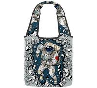 VAPOKF Astronaut Breaking the Wall Canvas Tote Bags, Women's Shoulder Handbags, Large Reusable Carry Bag Shoulder Bag for School Work Office Travel Shopping Casual