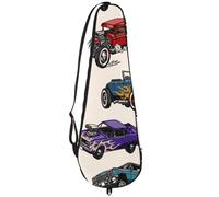 VAPOKF Badminton Racket Bag, Badminton Racquet Handbag Tennis Racket Case Paddle Bag for 2 Racquets, Vintage American Muscle Cars