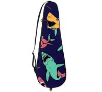 VAPOKF Badminton Racket Bag, Badminton Racquet Handbag Tennis Racket Case Paddle Bag for 2 Racquets, Wide Mouth Angry Shark
