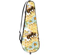 VAPOKF Badminton Racket Bag, Badminton Racquet Handbag Tennis Racket Case Paddle Bag for 2 Racquets, Watercolor Bees Flowers and Honeycombs
